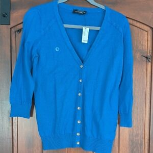 NWT The Limited Blue V-Neck Button Front Cardigan